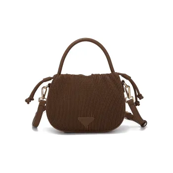MEXICAN Polyurethane One Shoulder Handbag Regular Women's Dark Brown/Ecru