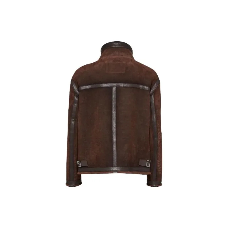 FENDI High Neck Zip Up Oversized Jacket-1