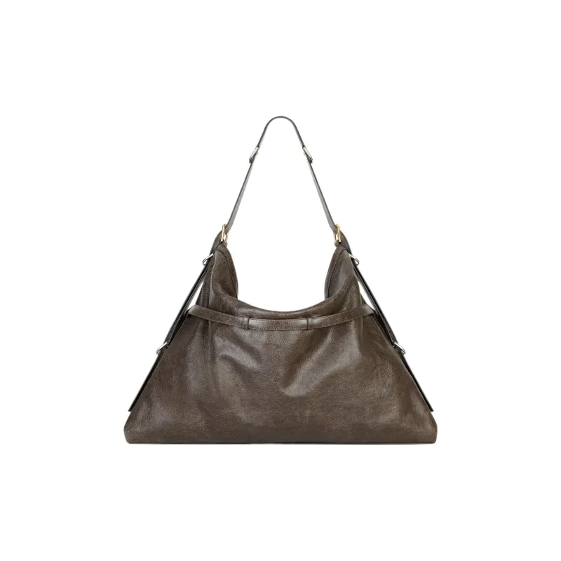 Givenchy Voyou Used Lightly Tanned Cow Leather Handbag, Shoulder Bag Large Size Women's Cinnamon-2