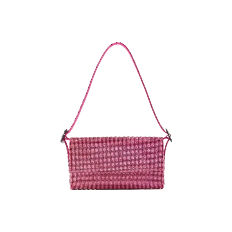 BENEDETTA BRUZZICHES Aluminum Mesh Inlay Crystal Rhinestone Handbag Shoulder Bag Small Size Women's Pink-0