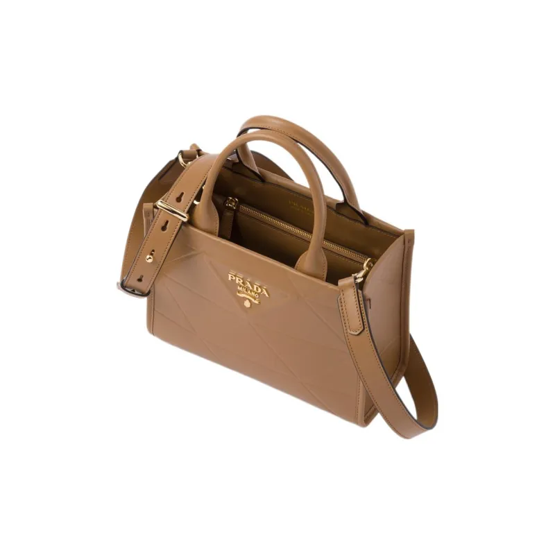 PRADA Symbole Leather Shoulder Bag Crossbody Bag Handbag Mini Women's Caramel-2
