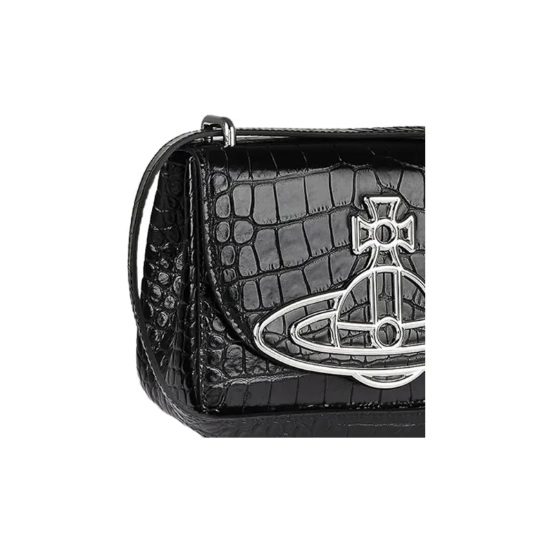 Vivienne Westwood Linda Cow Leather Shoulder Bag Crossbody Bag Women's Black-3