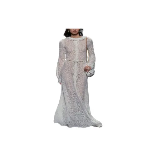 CHANEL Long-Sleeved Dresses Women's White