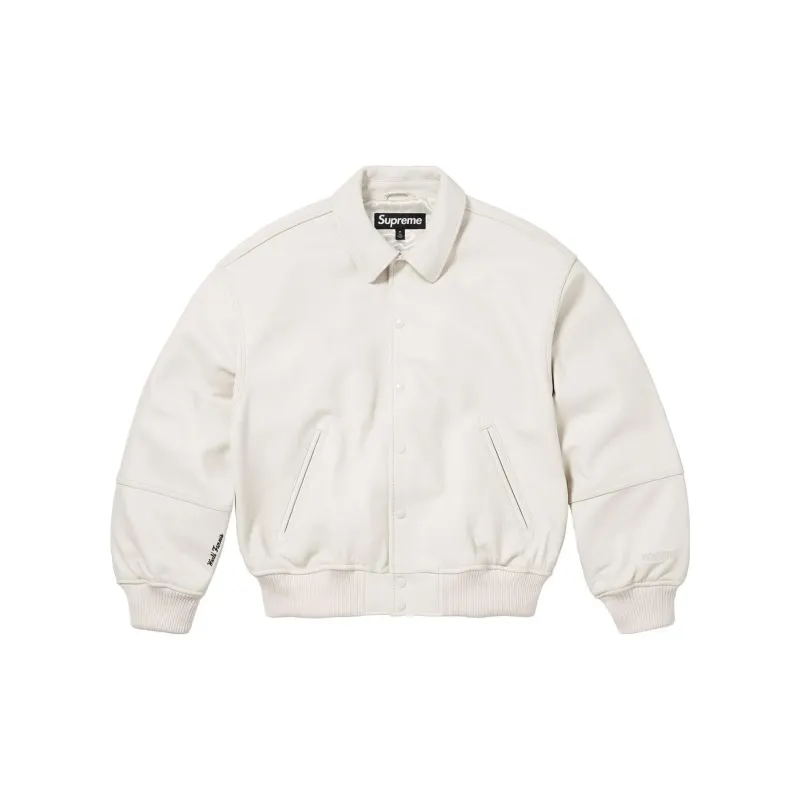 Supreme GORE-TEX Infinium Windstopper Leather Varsity Jacket 