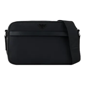EMPORIO ARMANI Sustainable Series Recycled Nylon Crossbody Bag, Shoulder Bag Men's Black
