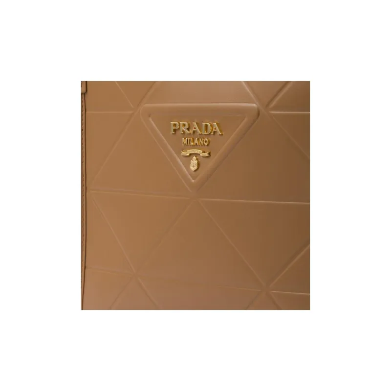 PRADA Symbole Leather Shoulder Bag Crossbody Bag Handbag Mini Women's Caramel-4