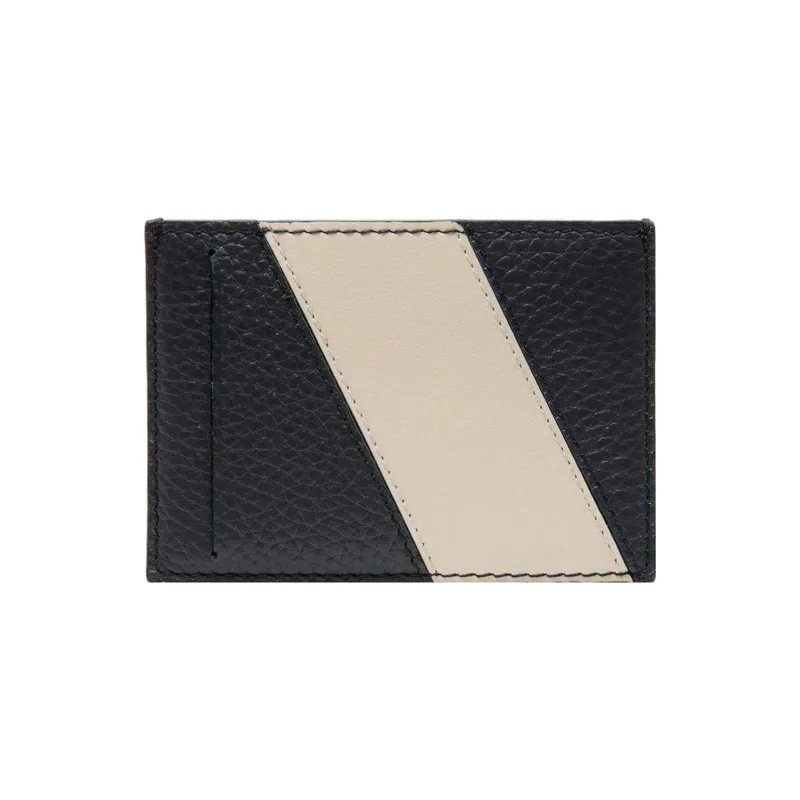 BALLY Grain Cow Leather Coin Purses Card Holders Regular Men's Blue-1
