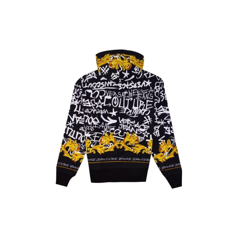 VERSACE JEANS Barocco Print Zip Up Drawstring Hoodie-1
