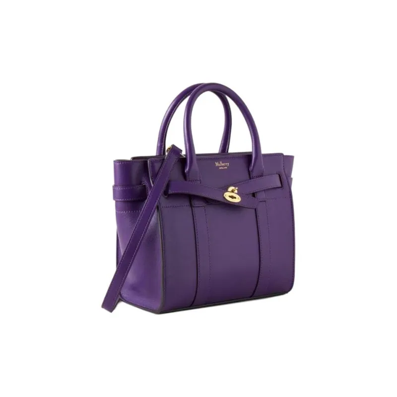 Mulberry Bayswater Silky Calfskin Shoulder Bag Crossbody Bag Handbag Mini Women's Purple-1