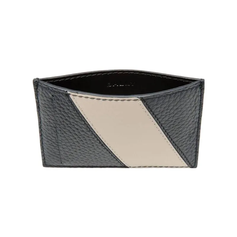 BALLY Grain Cow Leather Coin Purses Card Holders Regular Men's Blue-2