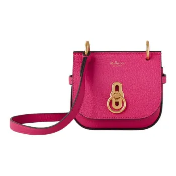 Mulberry Cow Leather Crossbody Bag Shoulder Bag Women's Rose Red