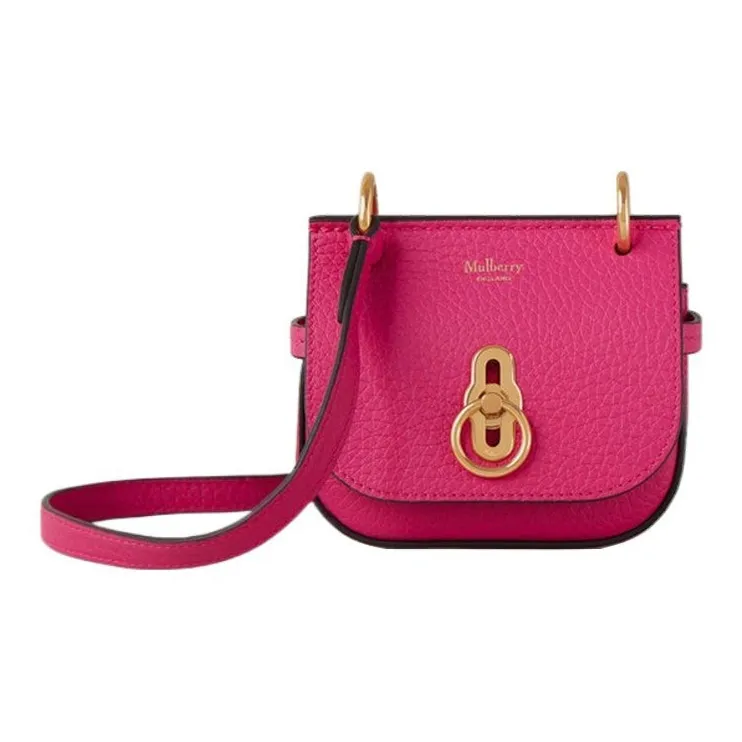 Mulberry Cow Leather Crossbody Bag Shoulder Bag Women's Rose Red-0