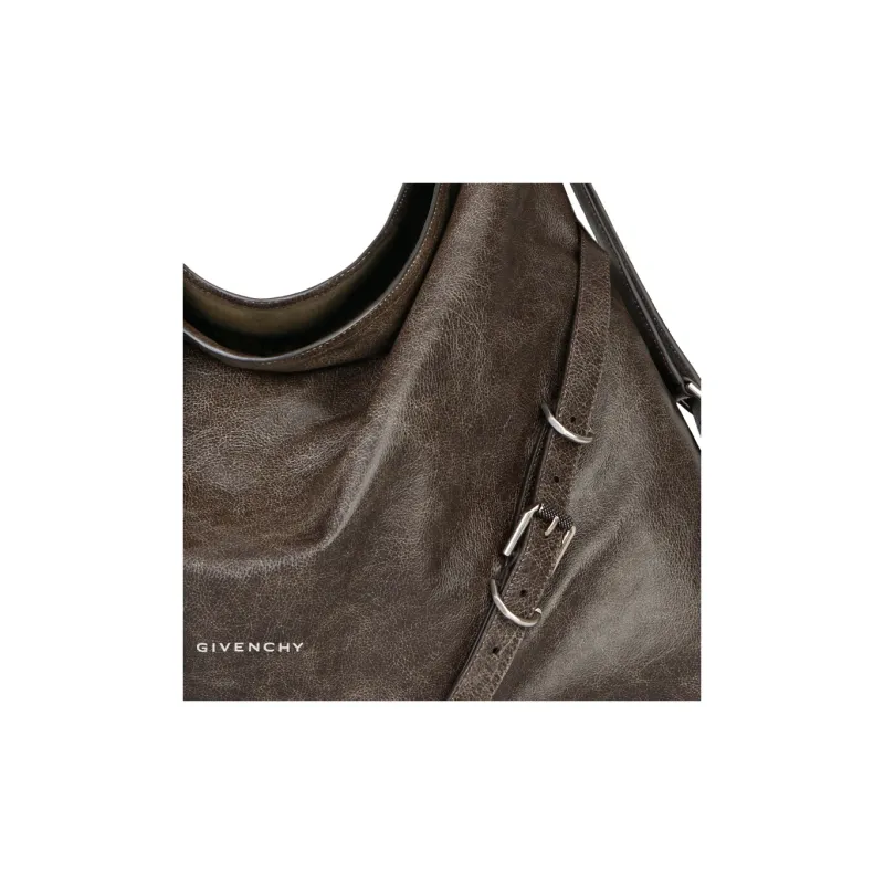 Givenchy Voyou Used Lightly Tanned Cow Leather Handbag, Shoulder Bag Large Size Women's Cinnamon-3