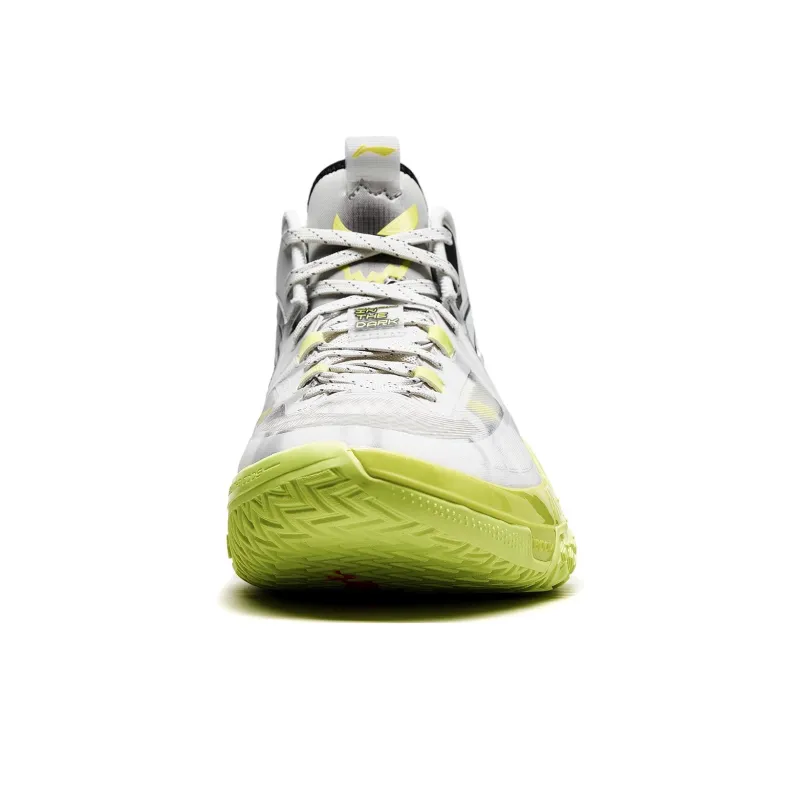LiNing Jie Ao Silent Cushioned Slip Resistant Abrasion Resistant Mid Top Basketball Shoes Men's Light Lime-4