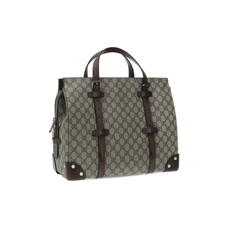 GUCCI Canvas Leather Canvas Bag, Tote Bag, Shopping Bag, Handbag Tubas Unisex Ebony/Brown-1