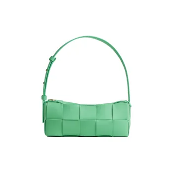 Bottega Veneta Brick Casstte Sheepskin Handbag Shoulder Bag Small Size Women's Siren Green