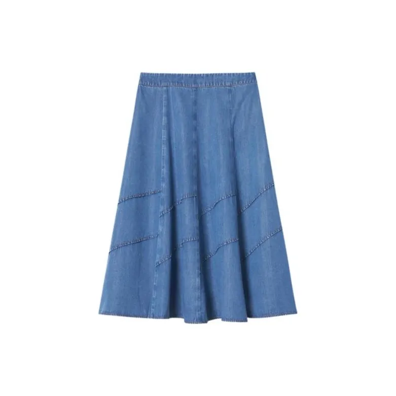 Goodland Casual Long Skirts Women's Vintage Blue-1
