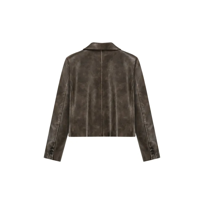 CHUU Leather Jackets Women's Dark Coffee-1