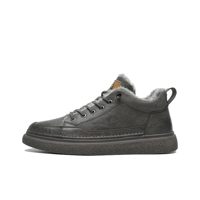 HLA Men's Casual Shoes Men Mid Top Black/Brown-28