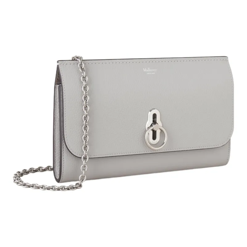 Mulberry Cow Leather One Shoulder Crossbody Clutches Small Size Women's Light Gray-1