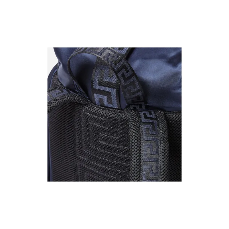 VERSACE Calfskin Trim Backpack Men's Blue-3