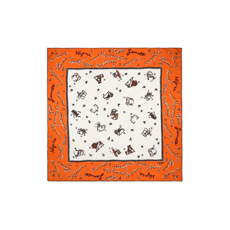 FENDI Silk Scarves Women's Orange-0