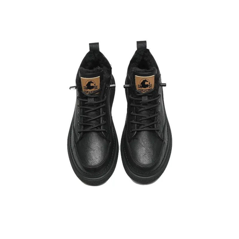 HLA Men's Casual Shoes Men Mid Top Black/Brown-26