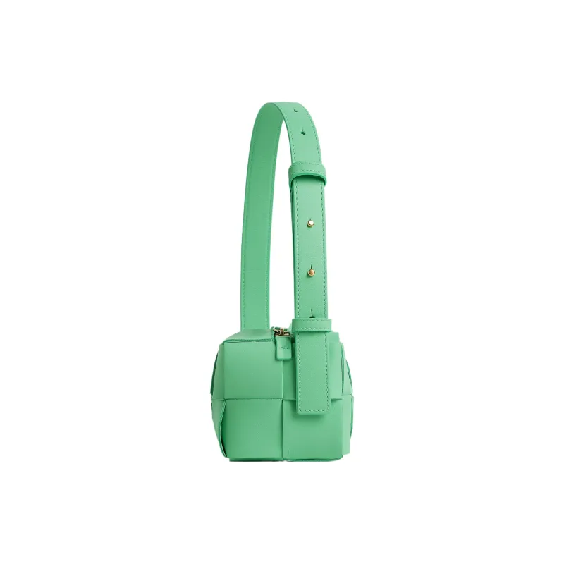 Bottega Veneta Brick Casstte Sheepskin Handbag Shoulder Bag Small Size Women's Siren Green-2