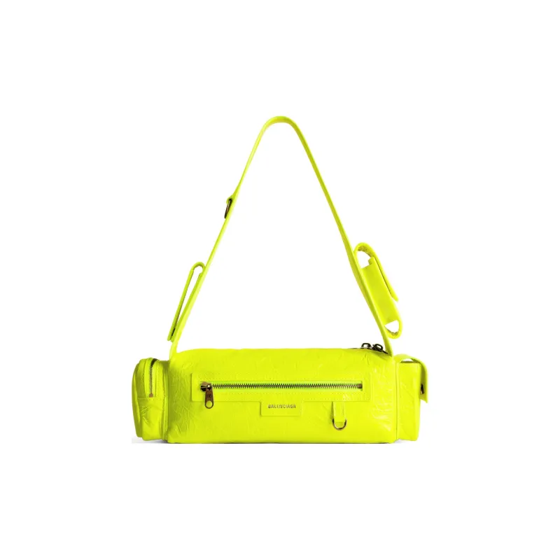 Balenciaga Superbusy Fine-Grained Sheepskin Handbag Shoulder Bag Women's Neon Yellow-3