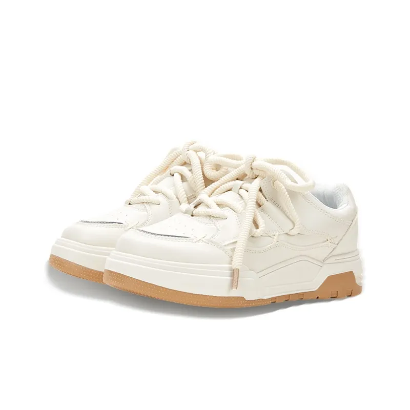 KARLIE KELLER Slip Resistant Cushioning Wear Resistant Lightweight Low Top Skateboard Shoes Men's Ecru-2