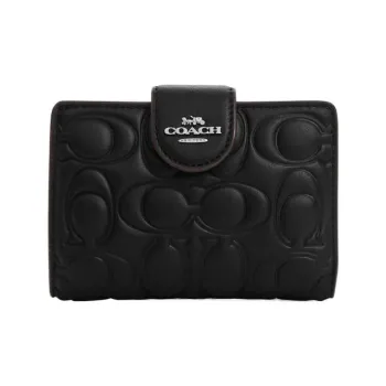 COACH Leather Coin Purse Wallet Medium Size Women's Black