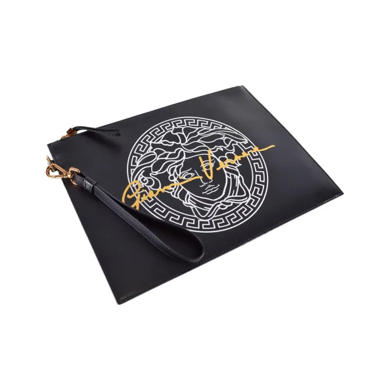 VERSACE Cow Leather Clutch Regular Men's Black-1
