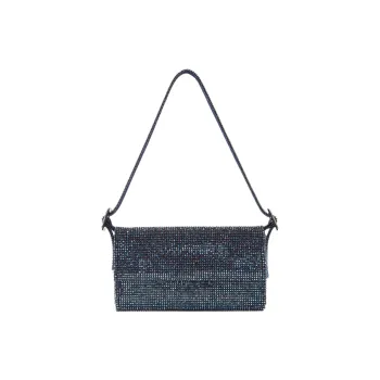 BENEDETTA BRUZZICHES Aluminum Mesh Inlay Crystal Rhinestone Handbag Shoulder Bag Small Size Women's Blue