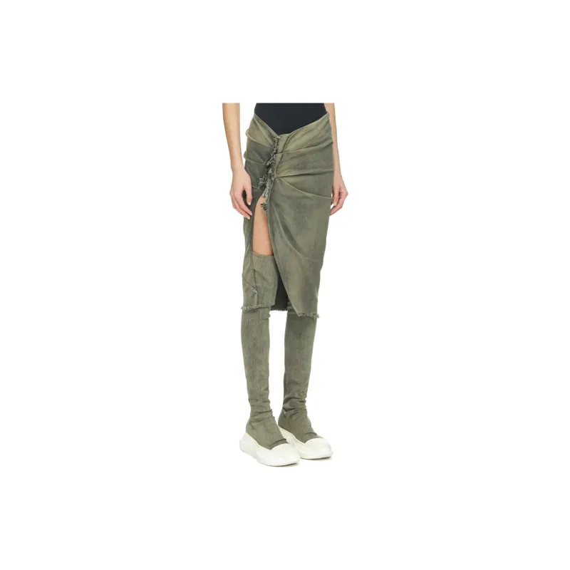 Rick Owens DRKSHDW Edfu Front slit Midi Skirt-2
