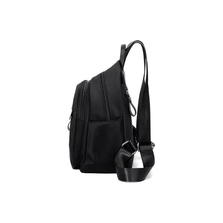 Simvay Clos Fabric With Synthetic Leather Travel Laptop Bag Backpack Medium Size Women's Black-4
