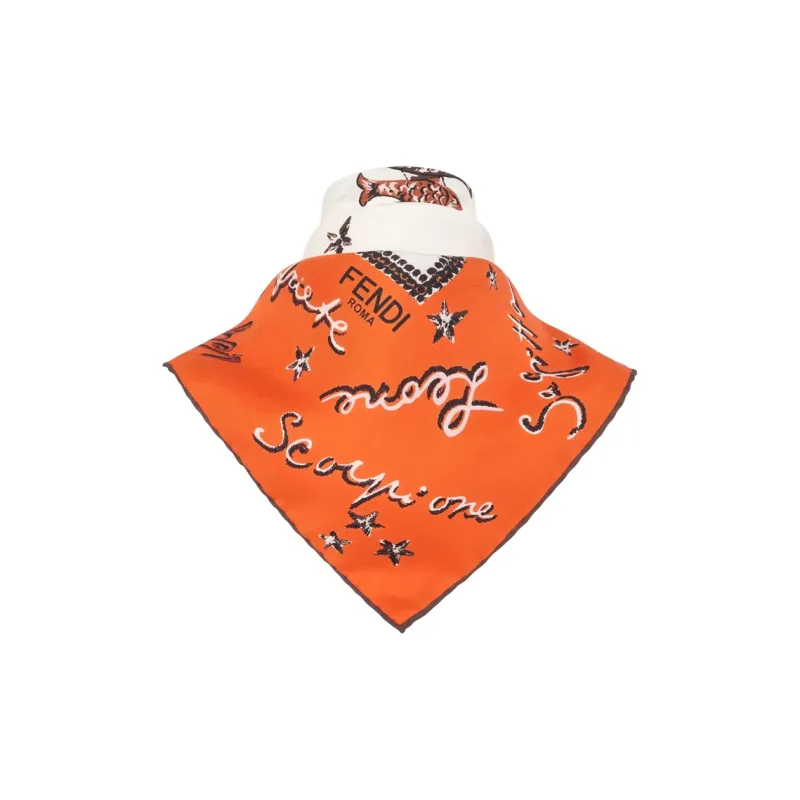 FENDI Silk Scarves Women's Orange-1
