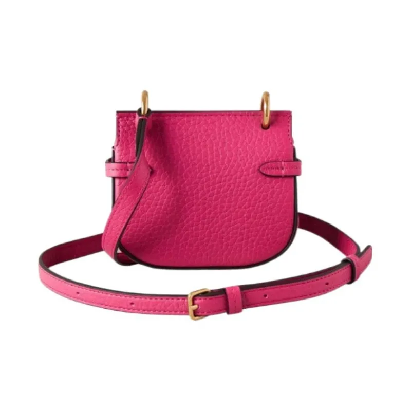 Mulberry Cow Leather Crossbody Bag Shoulder Bag Women's Rose Red-2