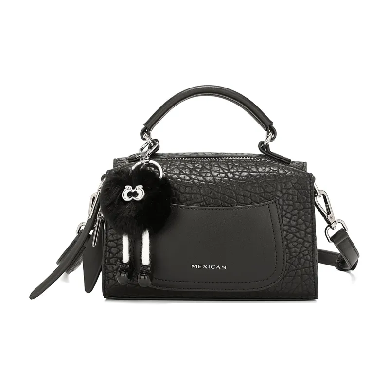 MEXICAN Polyurethane Handbag, Crossbody Bag Regular Women's Black/Ecru/Brown-0