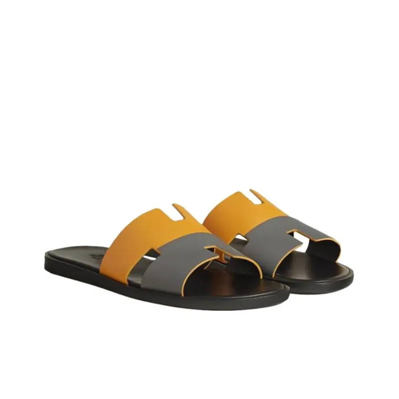HERMES Izmir Slide Slippers Men's Black Yellow-2