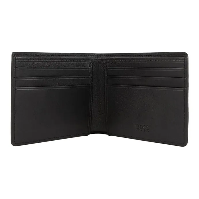 HUGO BOSS Grained Cow Leather Card Holder Wallet Gift Box Set Large Size Men's Black-3
