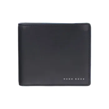 HUGO BOSS Cow Leather Card Holder Wallet Gift Box Set Large Size Men's Black
