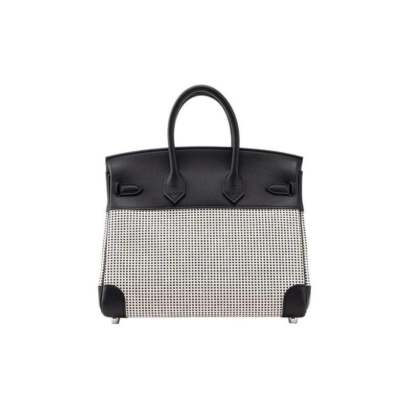 HERMES Birkin Canvas With Swift Leather Birkin Bag Handbag Regular Women's Black-3