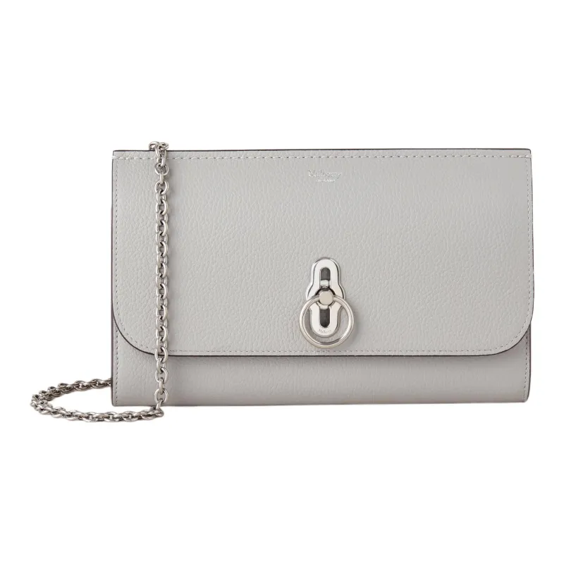 Mulberry Cow Leather One Shoulder Crossbody Clutches Small Size Women's Light Gray-0