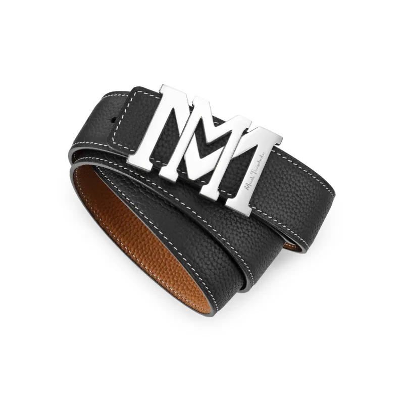 FAIRWHALE Brand Logo Mirror Finish Buckle Cow Leather Belts Men's Width 3.5CM-4