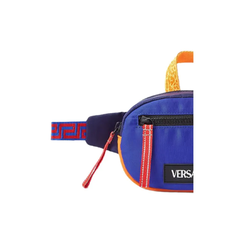 FANSIZHE VERSACE Cow Leather With Nylon One Shoulder Crossbody Fanny Pack Kids' Blue-2