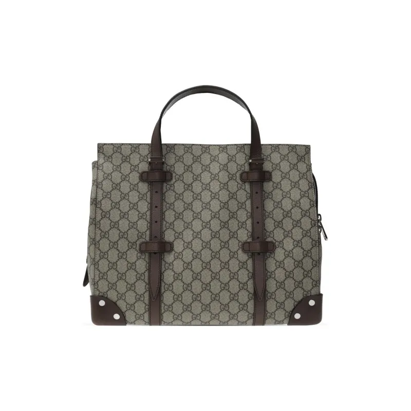 GUCCI Canvas Leather Canvas Bag, Tote Bag, Shopping Bag, Handbag Tubas Unisex Ebony/Brown-2