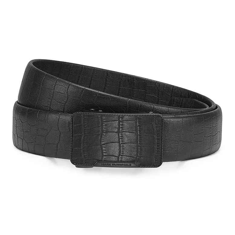 FAIRWHALE Plaid Print High End Automatic Buckle Leather Belts Men's Width 3.5CM-4