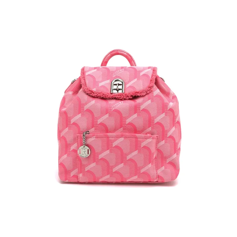ROSA.K Leather With Denim Handbag, Backpack, Backpack Medium Size Unisex Denim Blue/Black/Pink-13