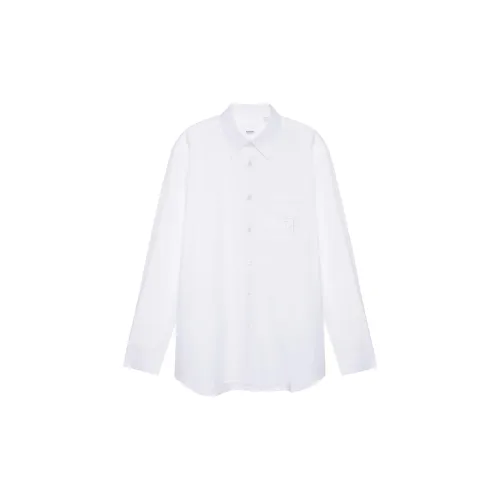 Burberry FW22 Men Embroidery Point Collar Long Sleeve Shirt White