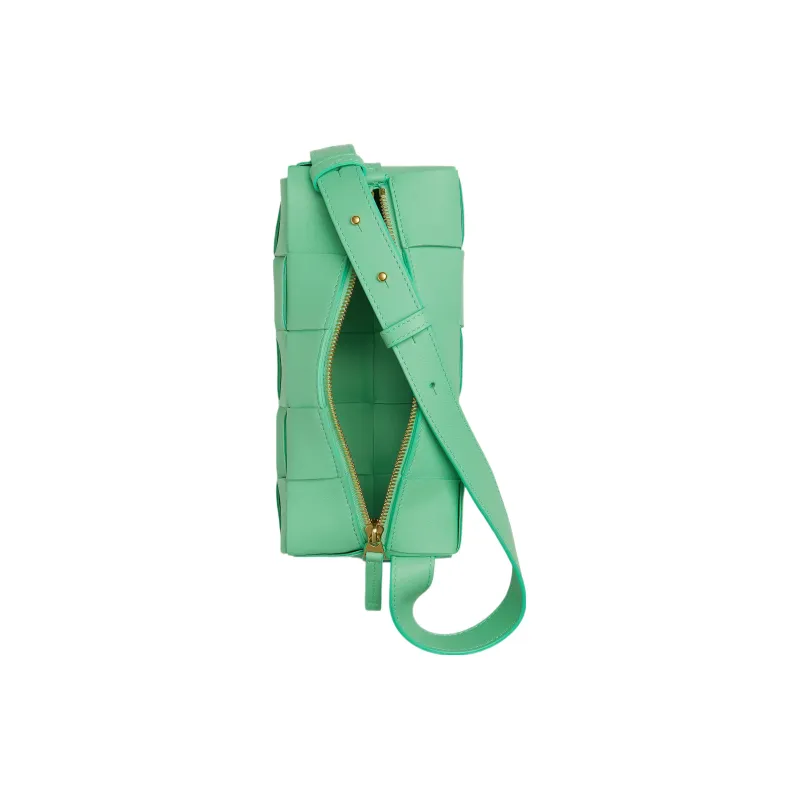 Bottega Veneta Brick Casstte Sheepskin Handbag Shoulder Bag Small Size Women's Siren Green-5